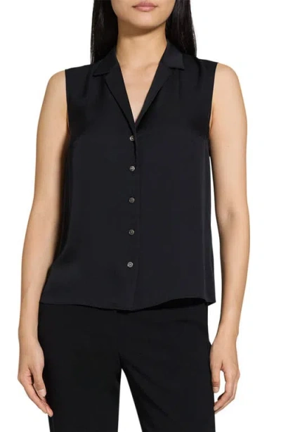 THEORY THEORY SLEEVELESS SILK WOVEN SHIRT