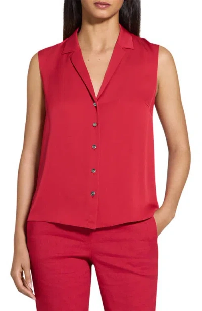 THEORY THEORY SLEEVELESS SILK WOVEN SHIRT