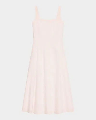 Theory Sleeveless Square-neck Seamed Midi Dress In Pink