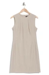 Theory Sleeveless Stretch Wool Sheath Dress In Sand Melange