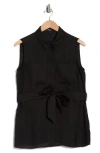 Theory Sleeveless Tie Belt Drape Top In Black