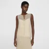 Theory Sleeveless Tie Neck Top In Silk Chiffon In Oatmeal Multi