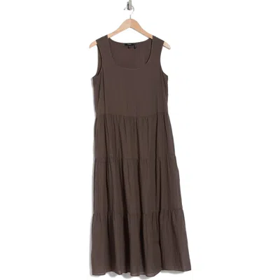 Theory Sleeveless Tiered Cotton Maxi Dress In Anchor