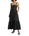 Theory Tiered Sleeveless Dress In Cotton-blend In Black