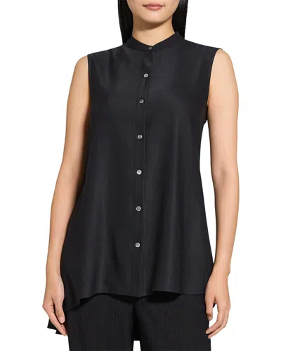 Theory Sleeveless Tunic Linen-blend Dress In Black