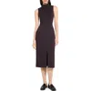 Theory Funnel Neck Mixed Media Midi Dress In Purple