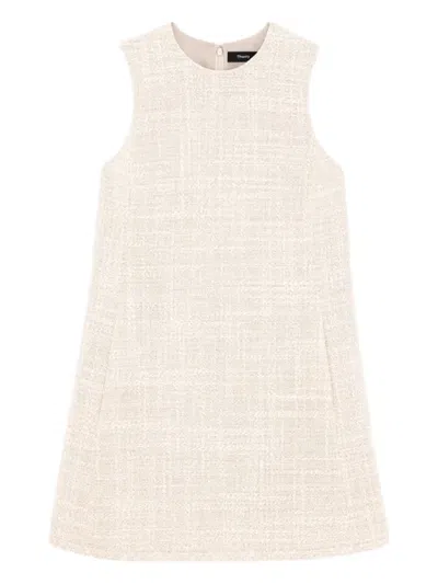 Theory Sleeveless Tweed Mini Dress In Neutral