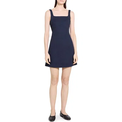 Theory Square Neck Mini Dress In Indigo Crisp Denim In Blue