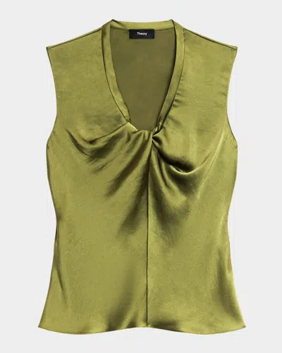 THEORY SLEEVELESS TWISTED SCOOP-NECK TOP