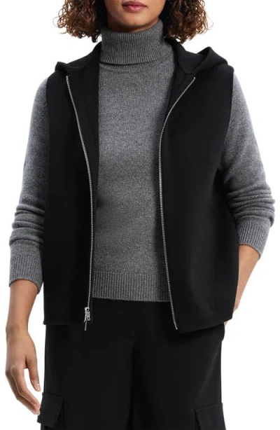 Theory New Divide Wool Hooded Vest In Black