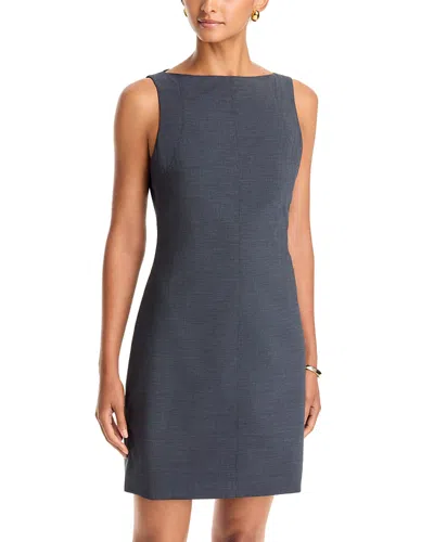 Theory Sleeveless Wool Stretch Mini Dress In Blue