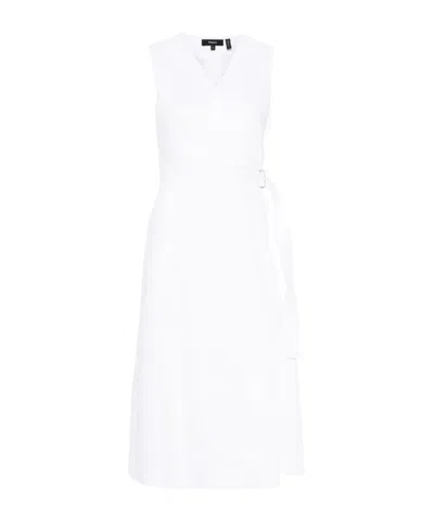 Theory Sleeveless A-line Wrap Dress In Good Linen In White