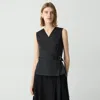 Theory Sleeveless Stretch Cotton Wrap Top In Black