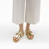 Theory Slide Sandals In Metallic Leather In Light Gold