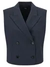 Theory Slightly Cropped Double-breasted Vest With Peak Lapels In Blue