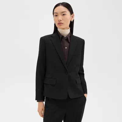 Theory Slim Blazer In Good Wool In Black