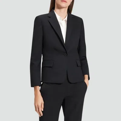 Theory Slim Blazer In Good Wool In Black
