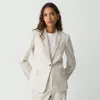 Theory Slim Blazer In Striped Canvas In Sand Multi