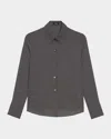 Theory Slim Button-front Blouse In Bkmu