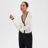 Theory Contrast Trim Wool Blend Cardigan In Ivory/black
