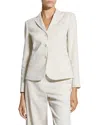 Theory Shrunken Check Linen Blend Jacket In White
