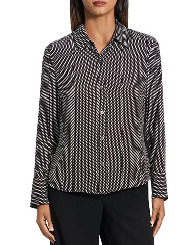 Theory Slim Button-front Blouse In Black Multi