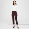 Theory Slim Cropped Pull-on Pant In Wool Flannel In Burgundy