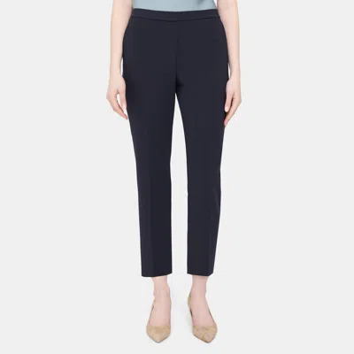 Theory Slim Cropped Pull-on Pant In Crepe In Blue