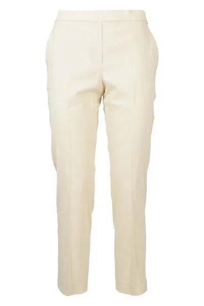 Theory Slim-cut Tailored Trousers In Crema