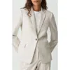 Theory Slim Blazer In Striped Canvas In White