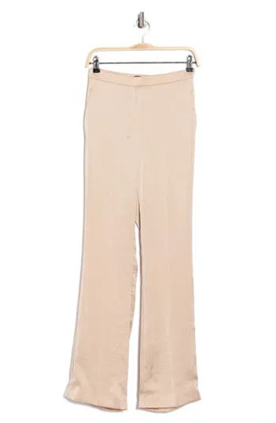 Theory Slim Fit Crushed Satin Pants In Neutral