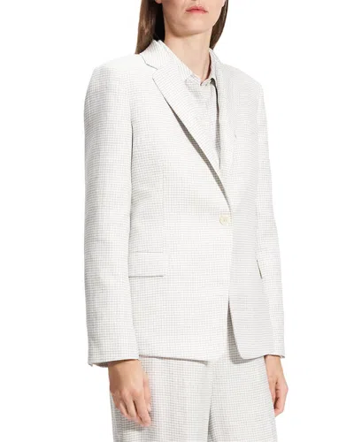 Theory Slim Fit Linen-blend Blazer In Grey
