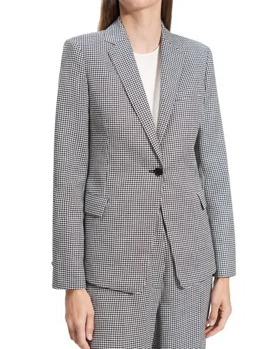 Theory Slim Fit Linen-blend Blazer In Gray