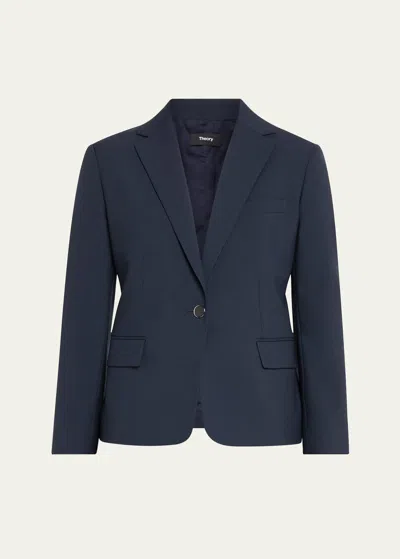 Theory Slim-fit Single-breasted Blazer In Nctrn Way