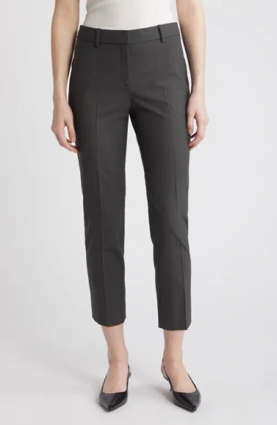 Theory Slim Fit Stretch Wool Crop Pants In Dark Olive