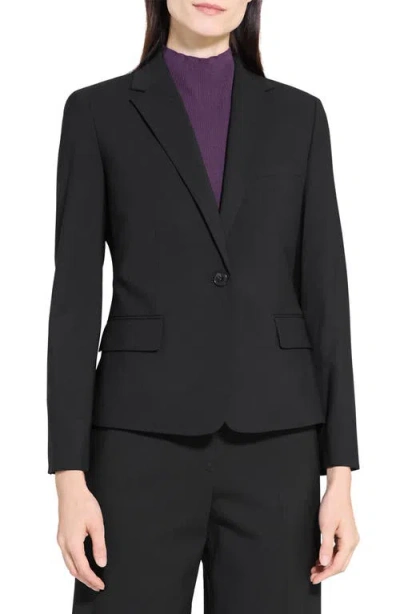 Theory Slim Fit Stretch Wool One Button Blazer In Black