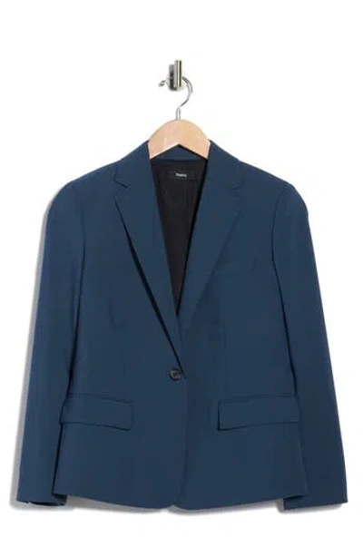 Theory Slim Fit Stretch Wool One Button Blazer In Blue
