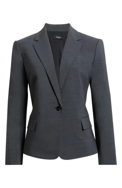 Theory Slim Fit Stretch Wool One Button Blazer In Blue