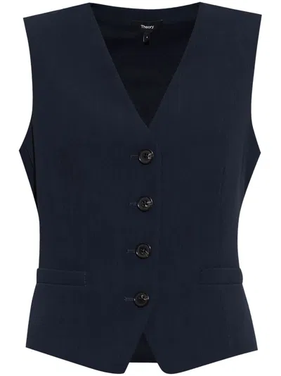 Theory Wool-twill Vest In Black