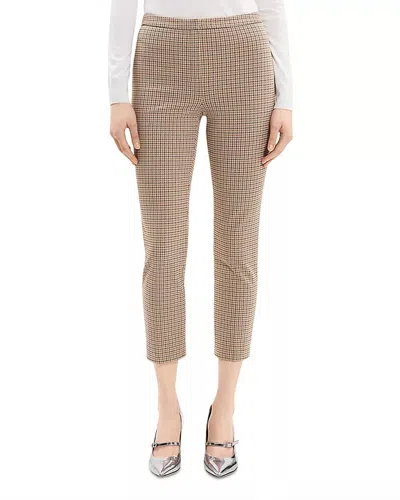 Theory Slim Houndstooth Pant In Beige