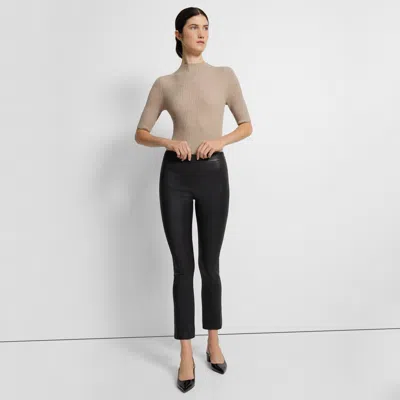 Theory Slim Kick Pant In Leather In Black