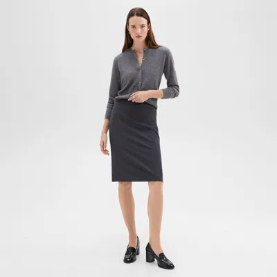 Theory Trace Slim Fit Stretch Wool Skirt In Charcoal Melange