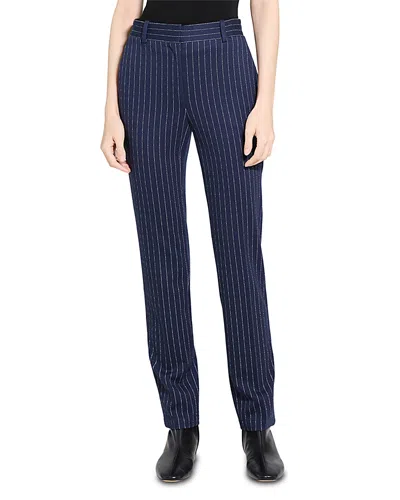 Theory Pinstripe Slim Fit Pants In Blue