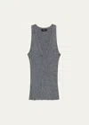 Theory Bleeck Pima Cotton Blend Rib Sweater Vest In Ncn Nvwht