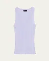 Theory Slim Rib Button-front Vest In Soft Iris/white