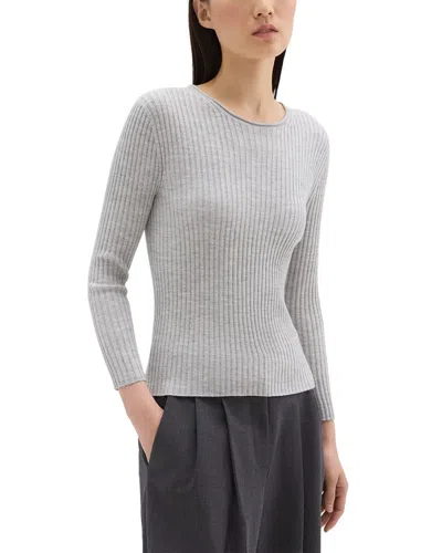 Theory Rib Knit Top In Regal Wool In Grey