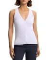 Theory Slim Rib Sweater Vest In Soft Iris/white