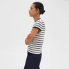 Theory Slim Tee In Wool-viscose In Ivory/black