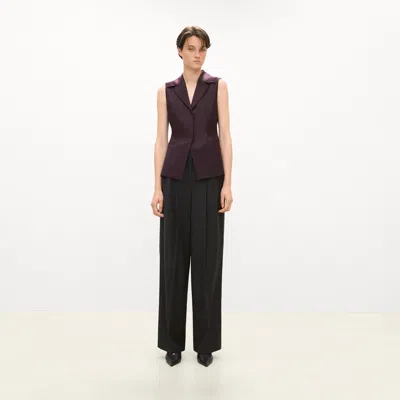 Theory Slim Three-button Vest In Sleek Flannel In Brown