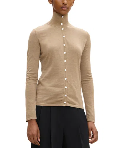 Theory Turtleneck Cardigan In Regal Wool In Neutral